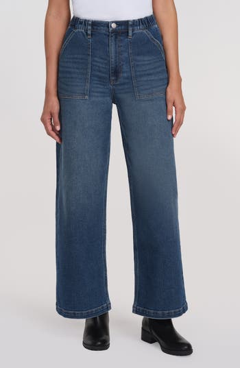 Sanctuary Denim Celeste High Waist Wide Leg Jeans In Blue