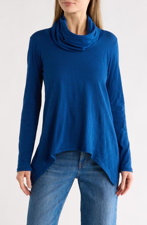 Cowl Turtleneck Asymmetric Sweater