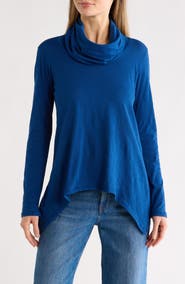 GO COUTURE Cowl Turtleneck Asymmetric Sweater