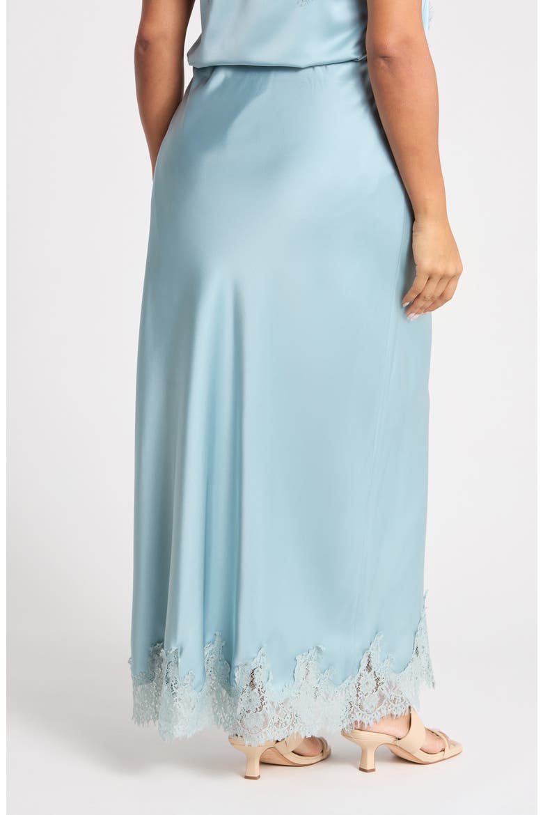 Lace Hem Satin Maxi Skirt, Alternate, color, DUSTY BLUE