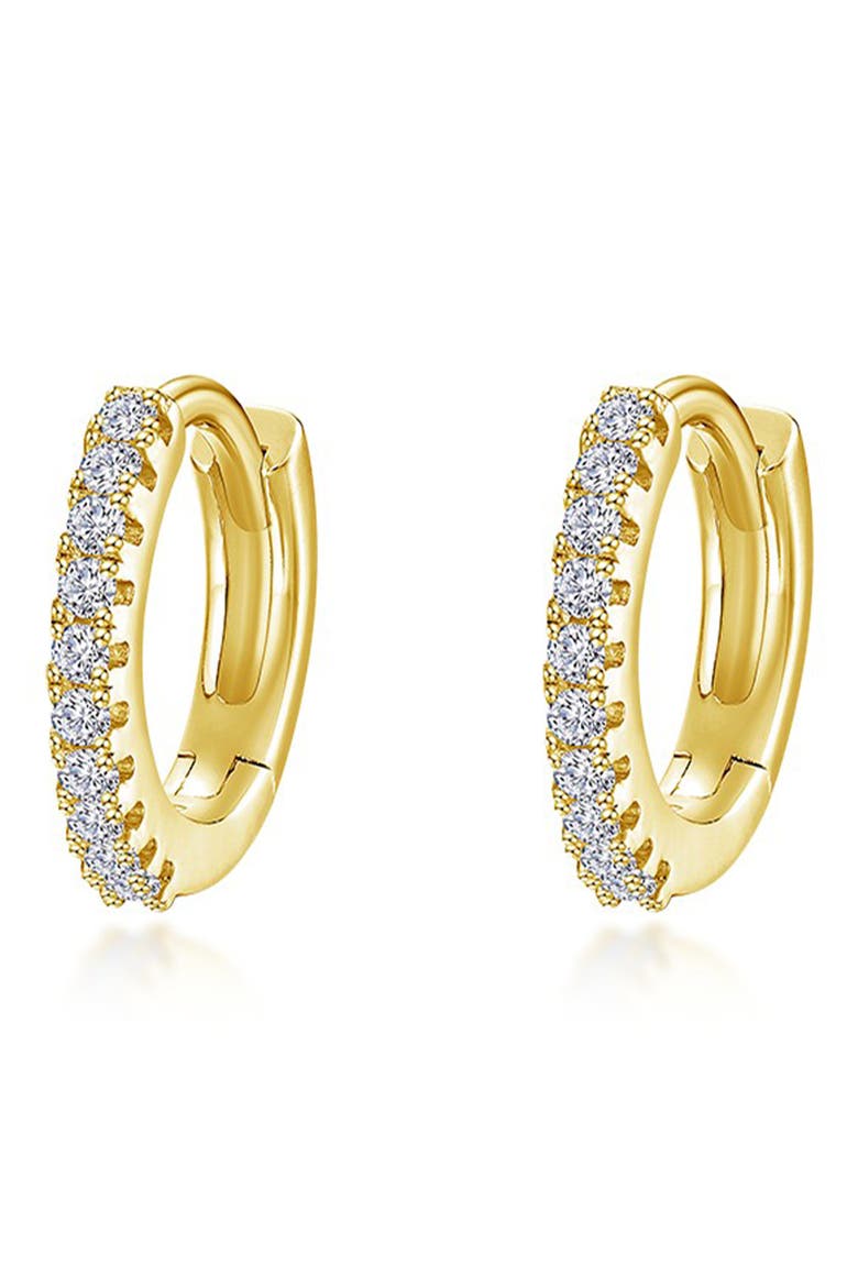 Pavé Simulated Diamond Huggie Hoop Earrings, Main, color, GOLD
