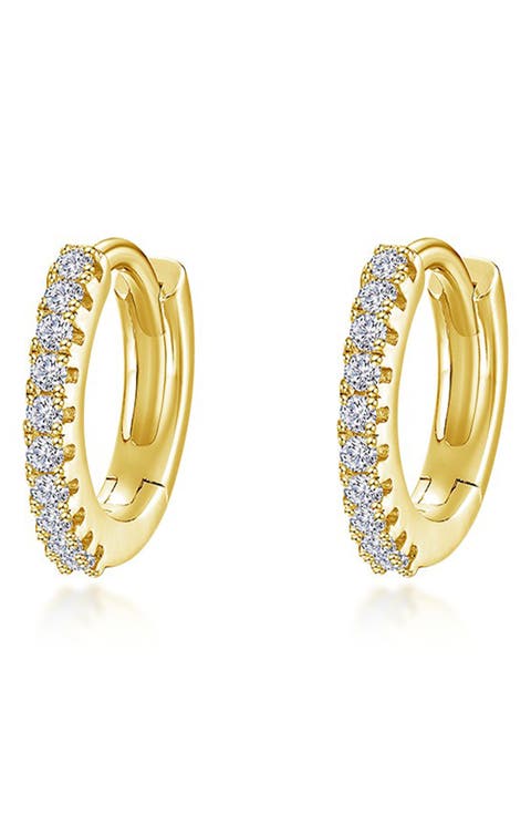 Pavé Simulated Diamond Huggie Hoop Earrings