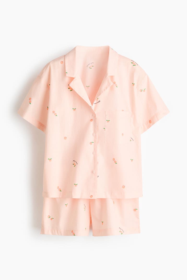 Pyjama Shirt And Shorts, Alternate, color, Light peach pink/apricots