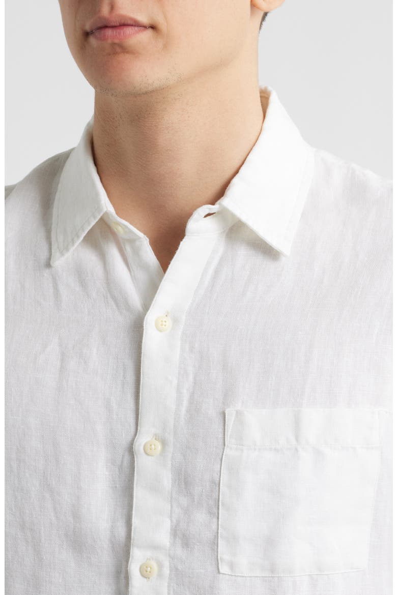 Ola Linen Short Sleeve Button-Up Shirt, Alternate, color, SNOW