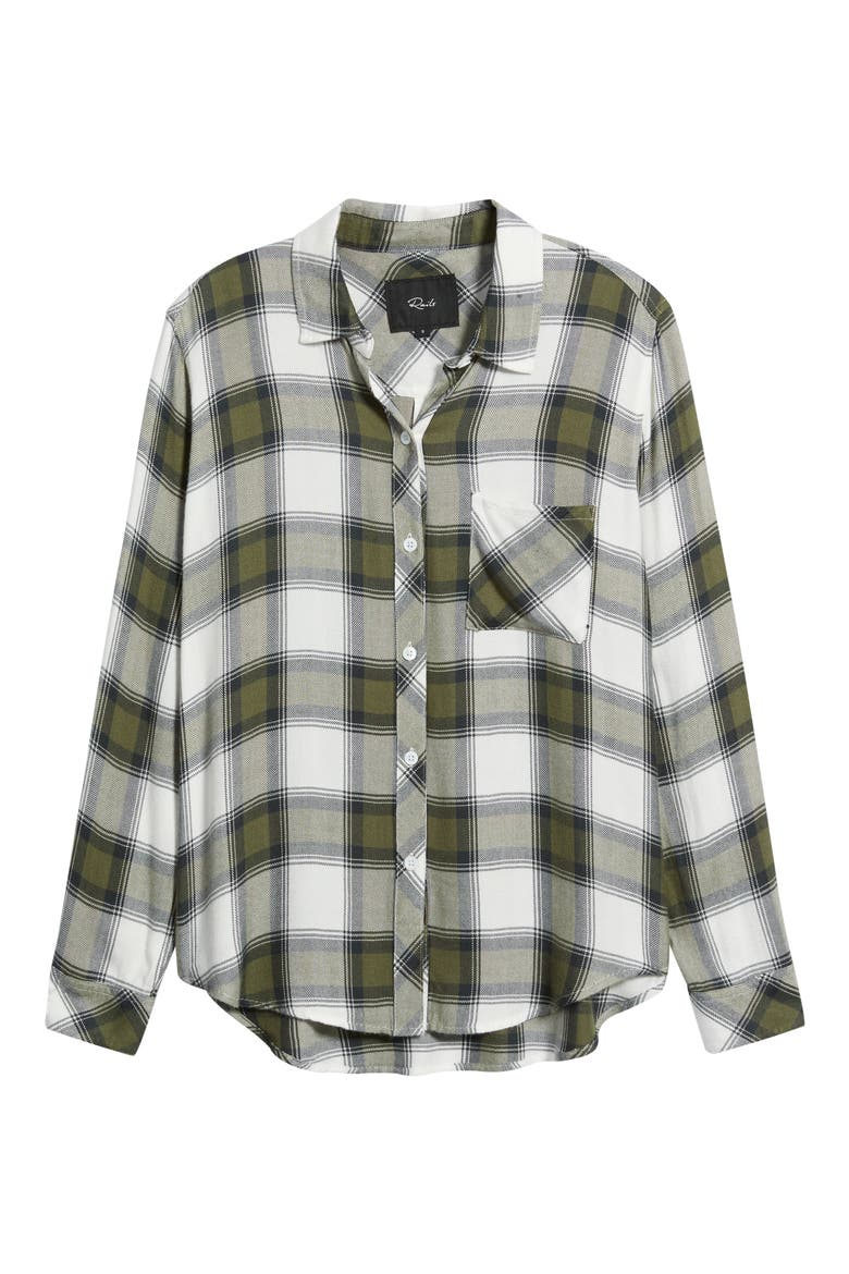 Hunter Plaid Button-Up Shirt, Alternate, color, OLIVE IVORY