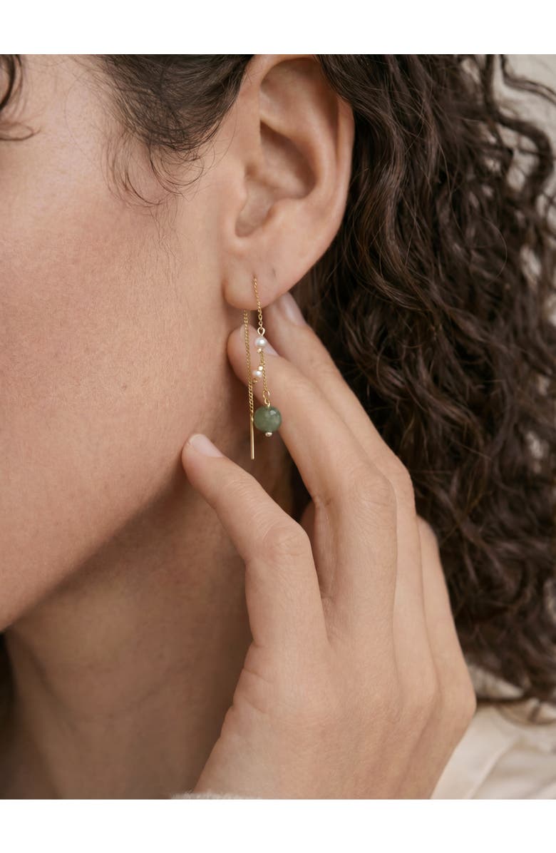 seree Madeleine Jade and freshwater pearl drop earrings, Alternate, color, Light Green