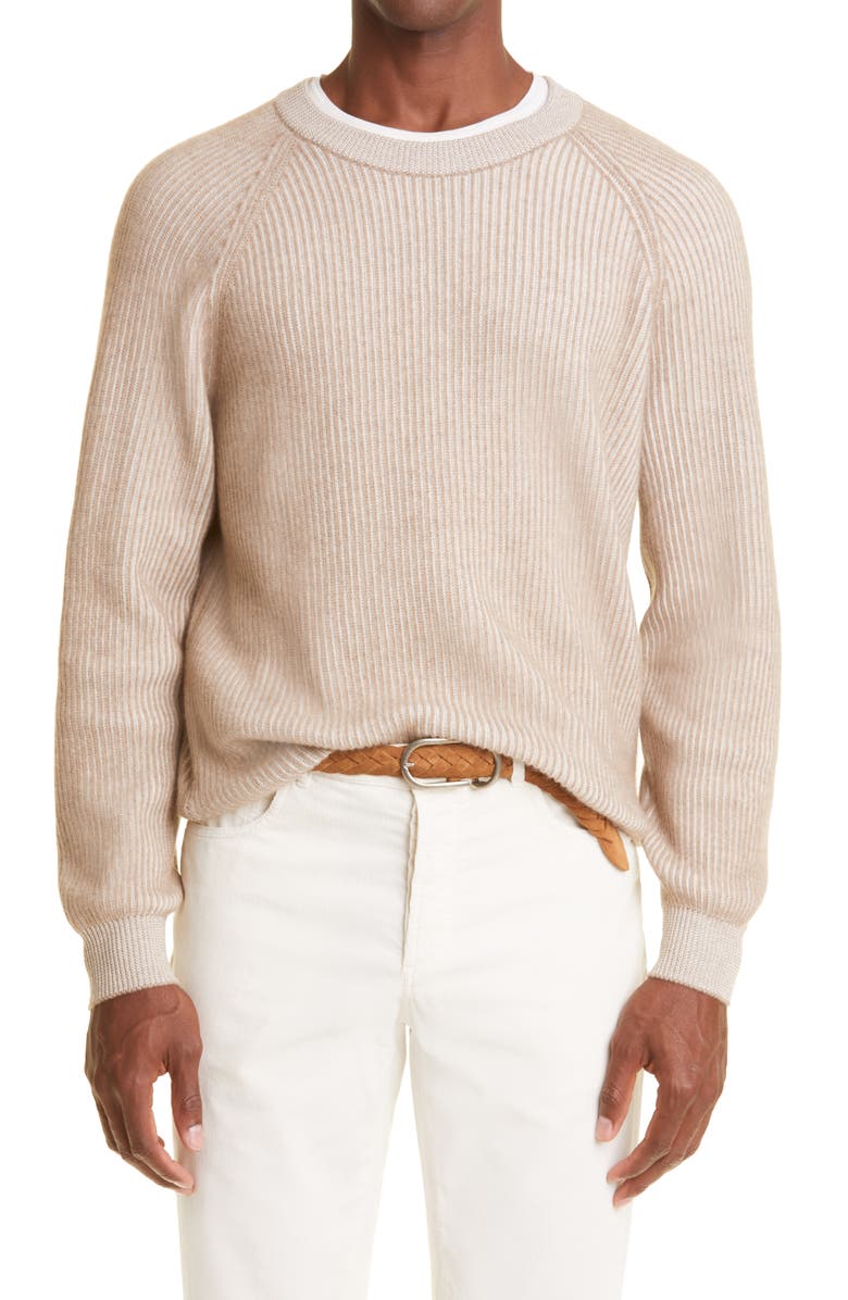 Brunello Cucinelli Vanise Rib Cashmere Sweater, Main, color,