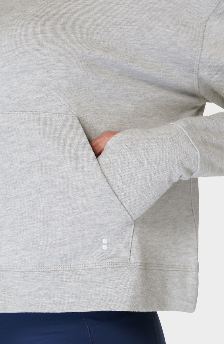Sweaty Betty After Class Crop Hoodie, Alternate, color, Light Grey Marl