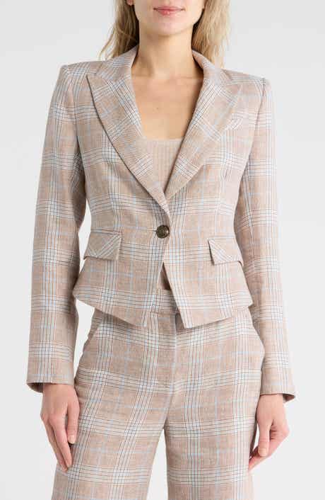 Veronica Beard Hosanna Plaid Linen Dickey Jacket