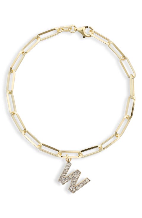 Diamond Initial Charm Bracelet