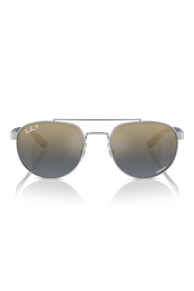 56mm Polarized Irregular Sunglasses, Main, color, SILVER