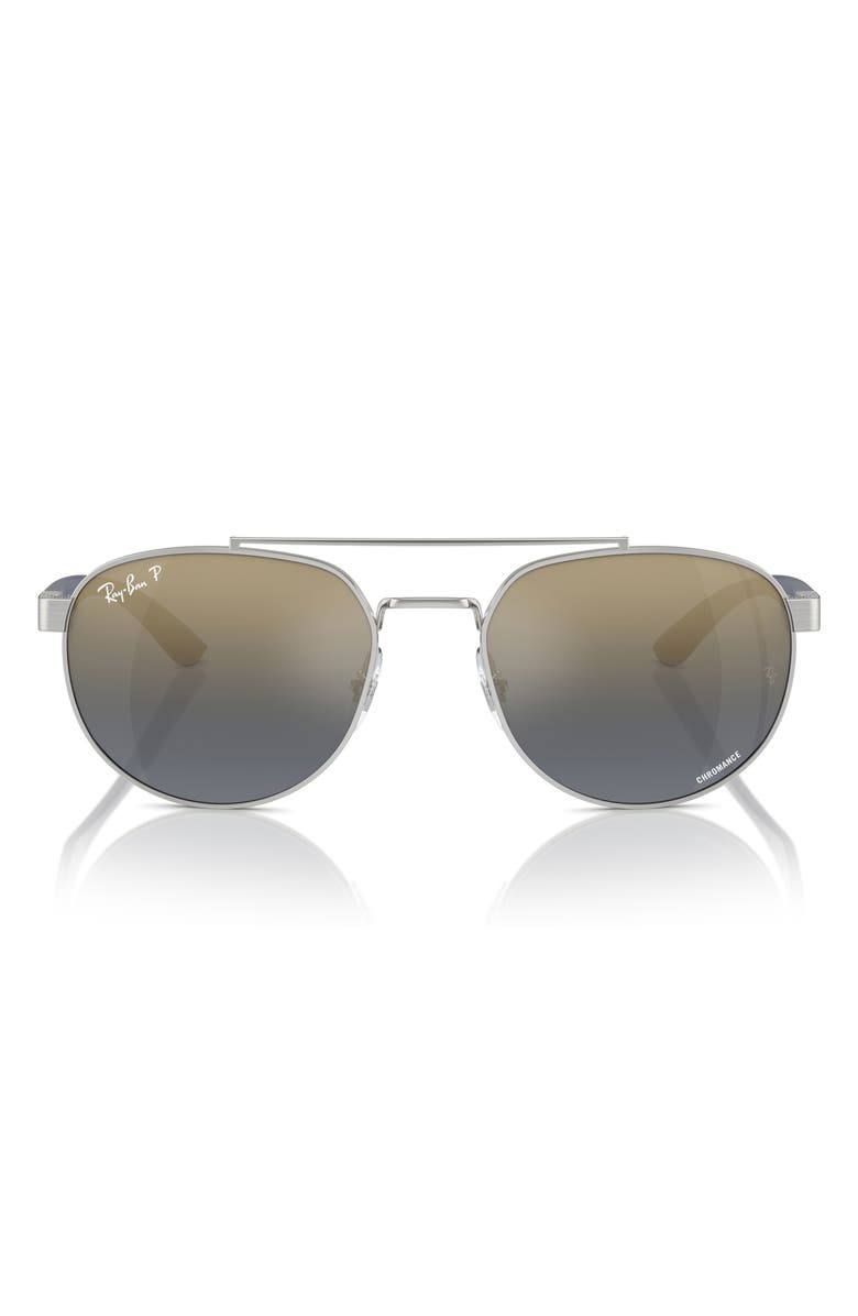 Ray-Ban 56mm Polarized Irregular Sunglasses, Main, color, Silver