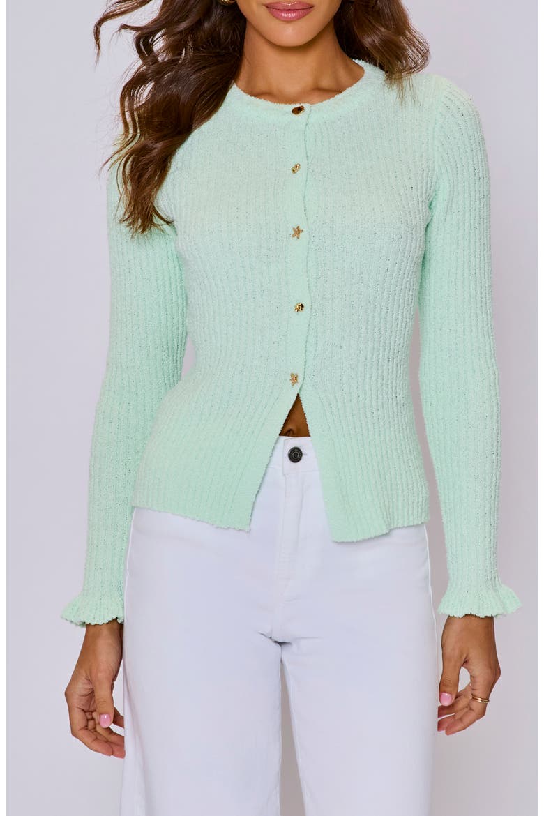 Willow Novelty Button Rib Cardigan, Main, color, MINT