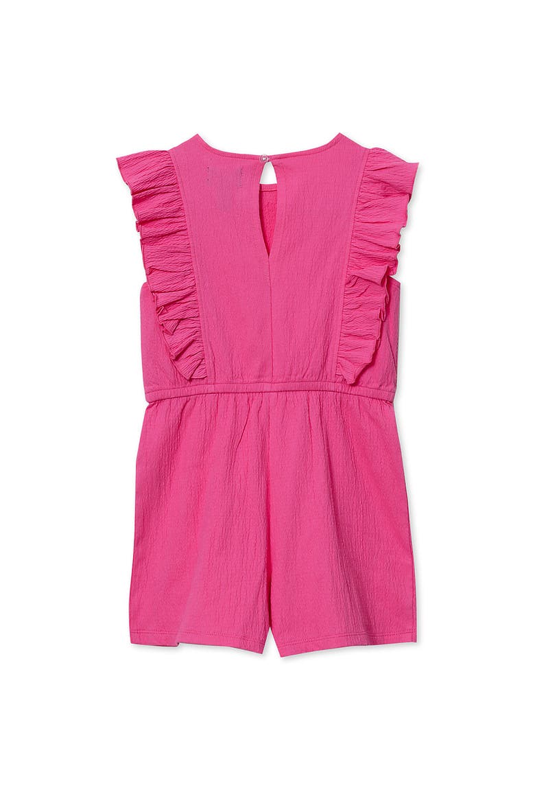 Girls Sleeveless Ruffle Knit Romper, Alternate, color, Azalea
