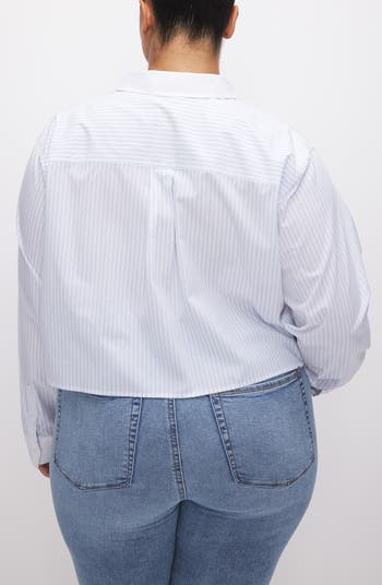 Stripe Crop Button-Up Shirt