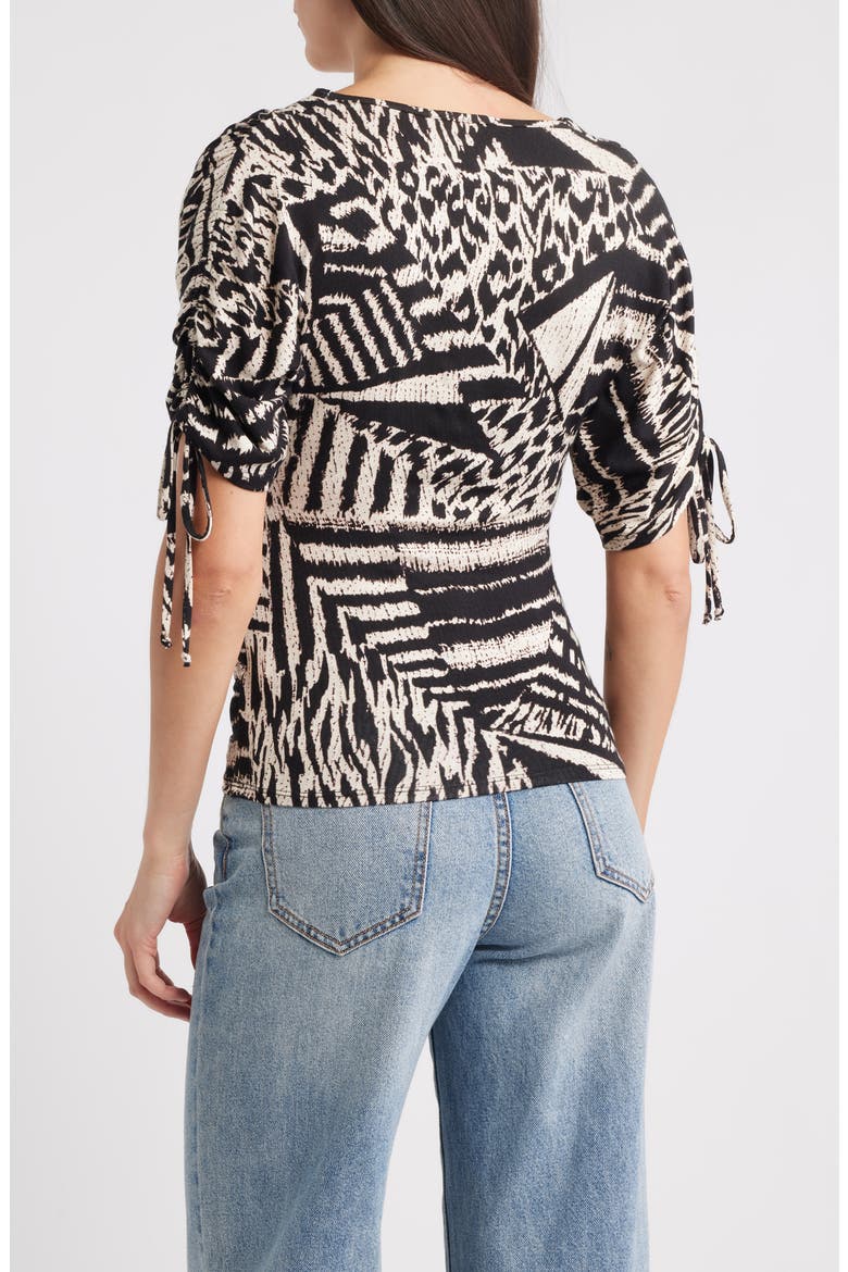 Animal Print Empire Waist Jersey Top, Alternate, color, BROWN