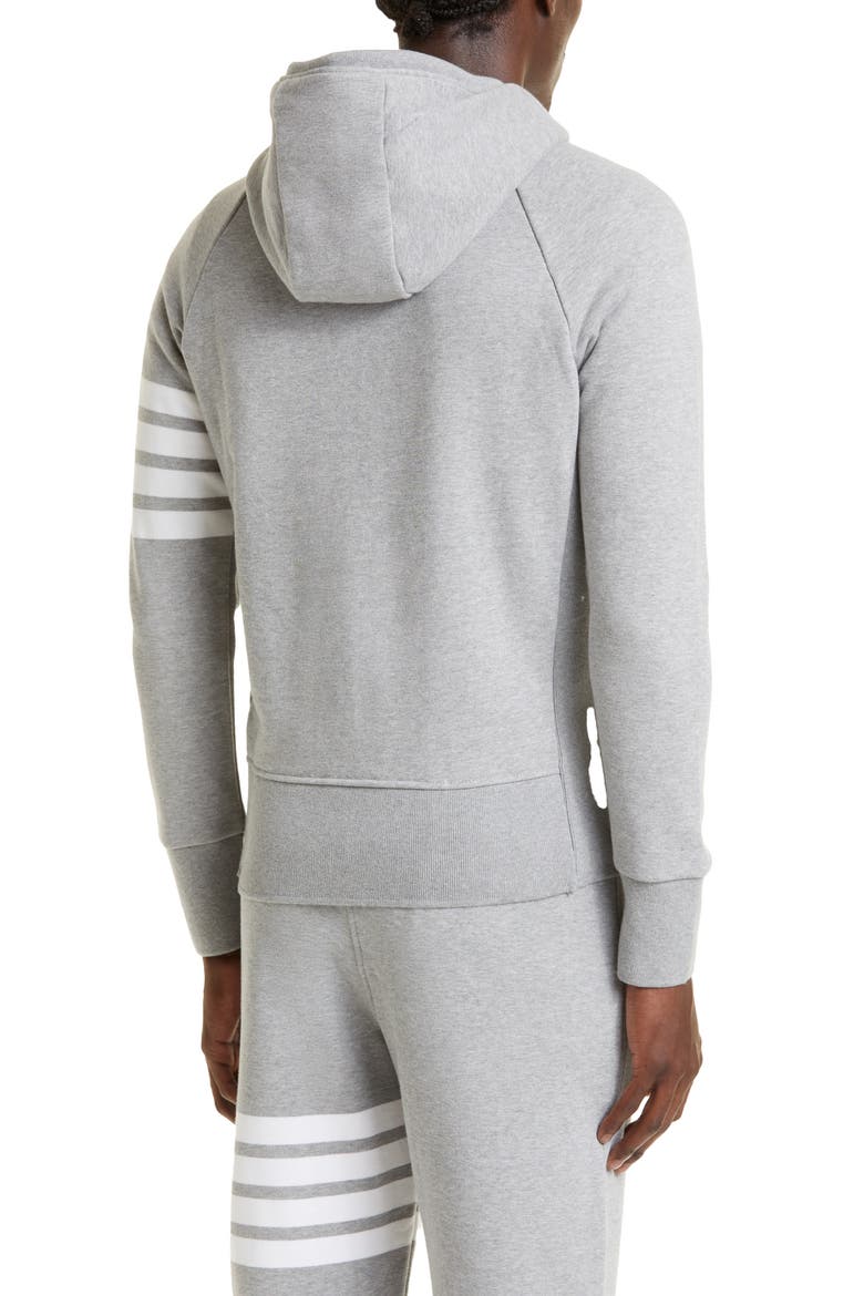 Classic 4-Bar Zip Cotton Hoodie, Alternate, color, 068 - LT GREY HTR/OPTIC WHITE
