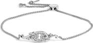 Haus of Brilliance Sterling Silver 1/10 Cttw Diamond Keyhole Charm Bolo Bracelet