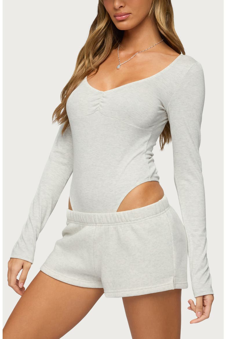 Jonah Long Sleeve Bodysuit, Main, color, LIGHT-GRAY-MELANGE