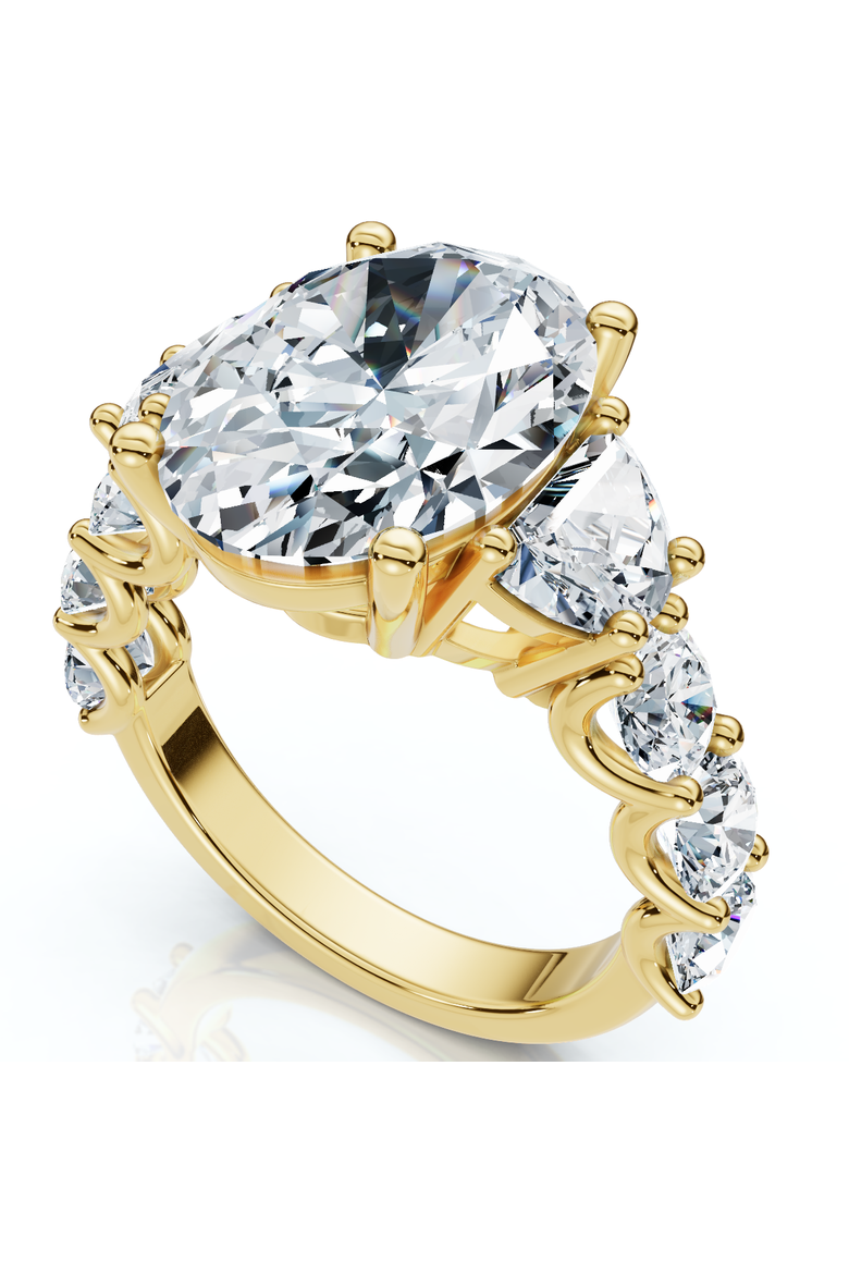 Certified 7 1/2Ct Laura Diamond Engagement Ring (5Ct Center) 14k Gold Lab Grown, Main, color, 14k Yellow Gold
