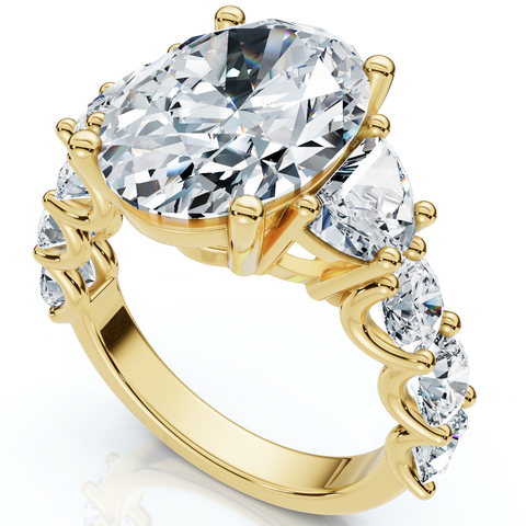 Certified 7 1/2Ct Laura Diamond Engagement Ring (5Ct Center) 14k Gold Lab Grown