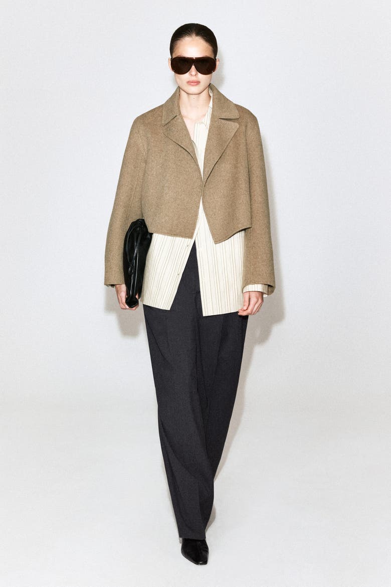Oversized Cropped Double-Faced Wool Jacket, Alternate, color, BEIGE