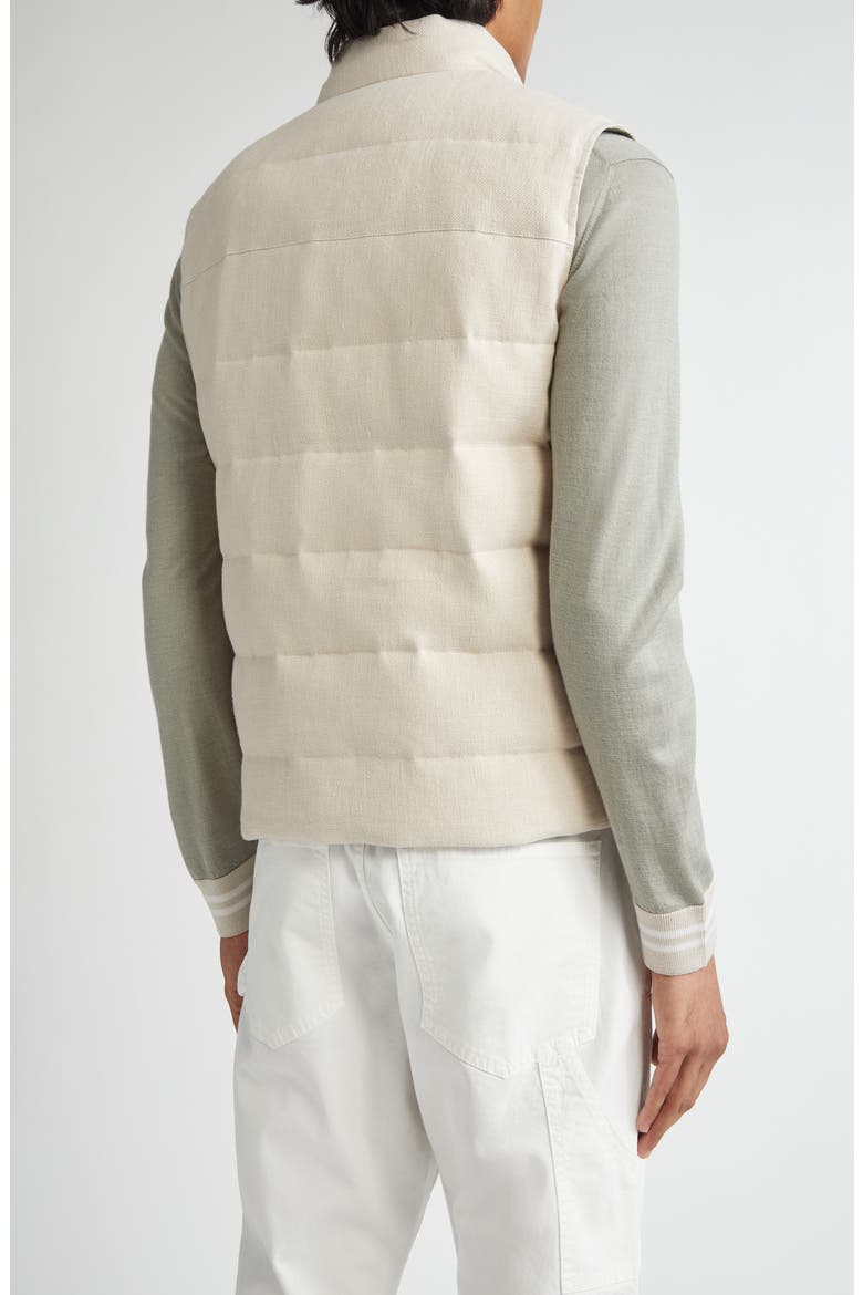 Reversible Linen Down Puffer Vest, Alternate, color, 02-07 SAND AND SAGE