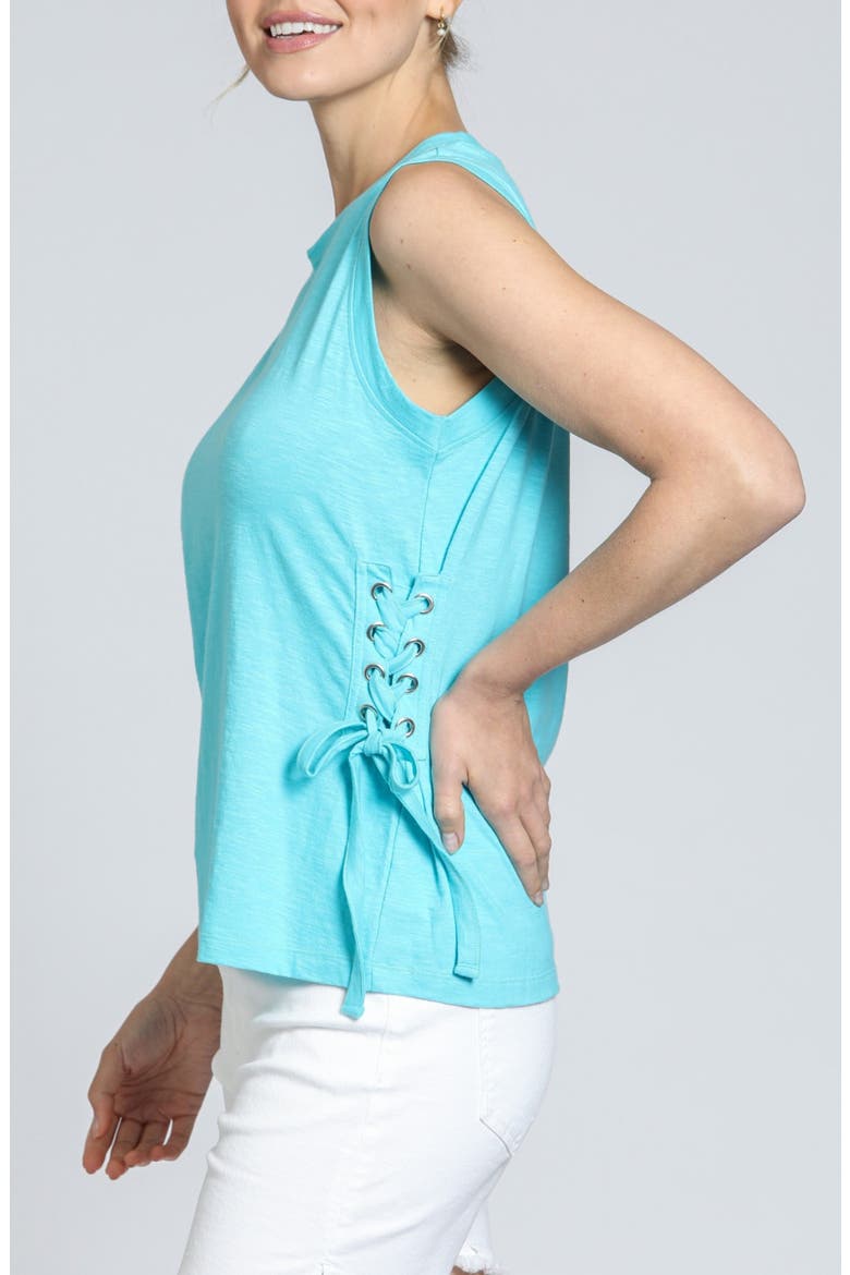 Side Laced Cotton Tank, Alternate, color, CAPRI