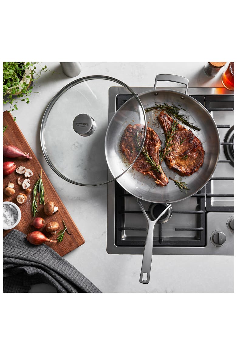 Essential 5-Ply 12.5-Inch Stainless Steel Skillet with Lid, Alternate, color, STAINLESS STEEL