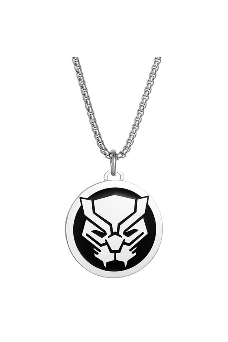 Black Panther Stainless Steel Pendant Necklace, 22" Ball Chain, Main, color, Silver