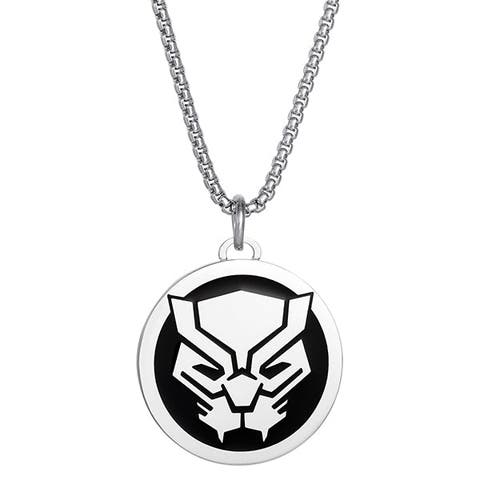 Black Panther Stainless Steel Pendant Necklace, 22" Ball Chain