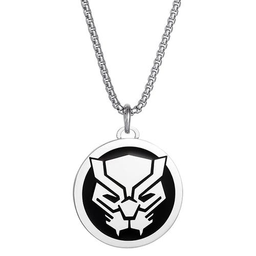 Marvel Black Panther Stainless Steel Pendant Necklace, 22" Ball Chain In Silver
