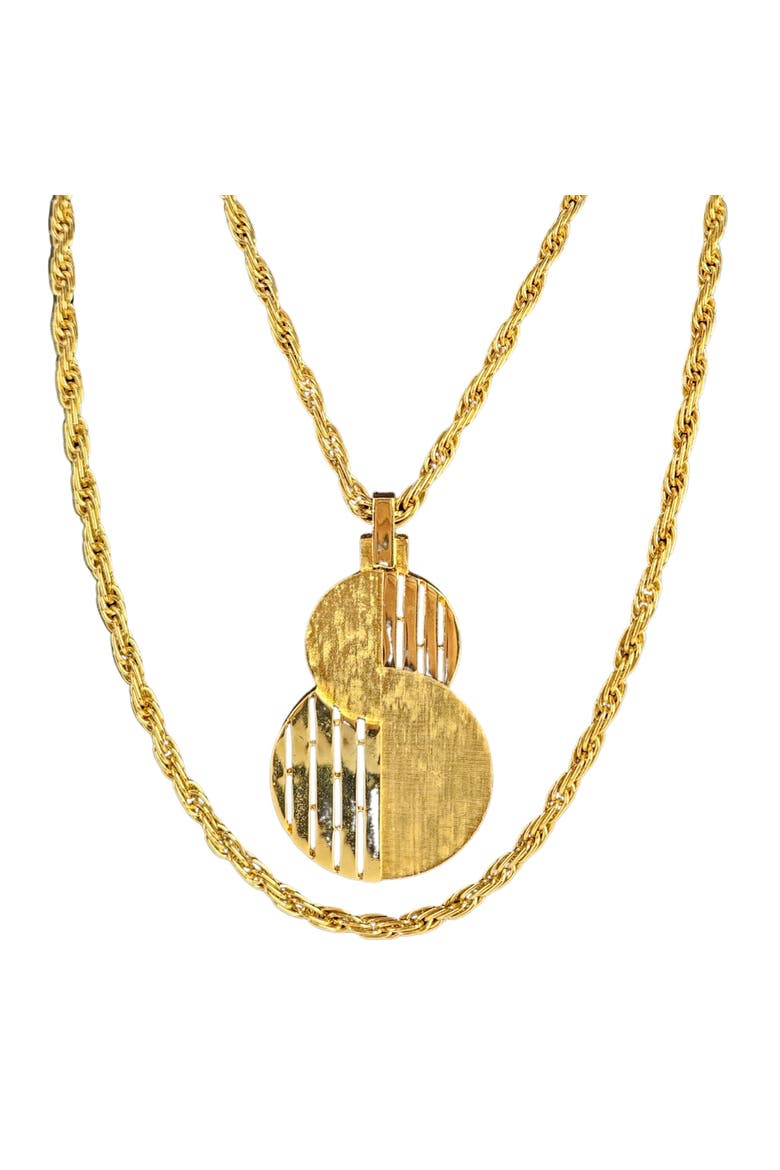 Vintage Modernist Gold-Tone Intertwining "S" Pendant Necklace, Main, color, Gold
