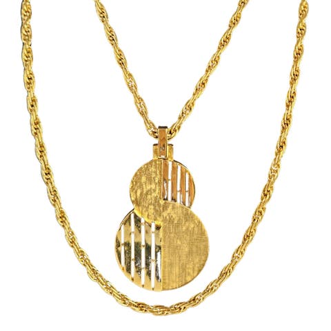 Vintage Modernist Gold-Tone Intertwining "S" Pendant Necklace