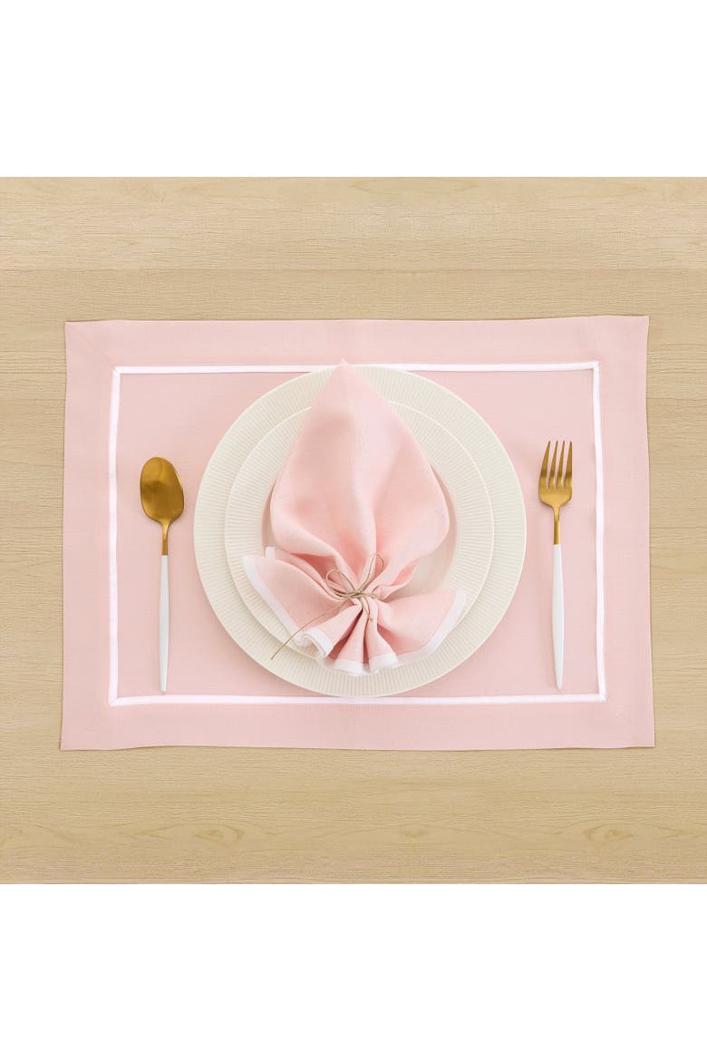 Linen Placemats Set of 4, 14 x 19" - Kensington, Alternate, color, Pink