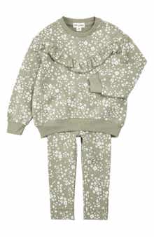 MILES THE LABEL Floral Ruffle Sweatshirt & Leggings Set