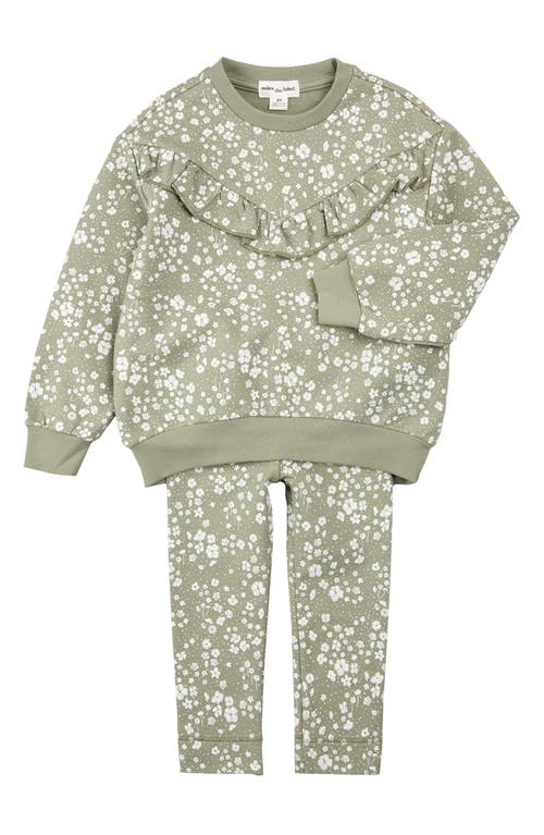 MILES THE LABEL Floral Ruffle Sweatshirt & Leggings Set in Dusty Green  product