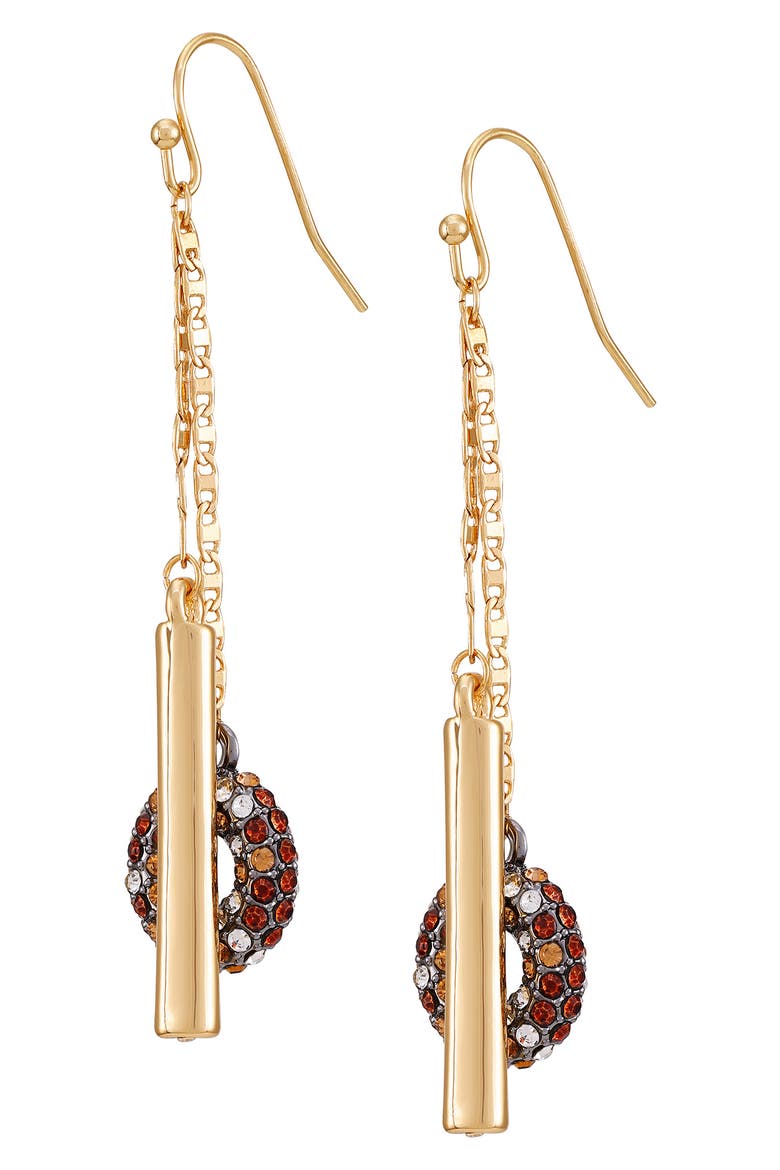 Crystal Chain Drop Earrings, Alternate, color, GOLD TONE