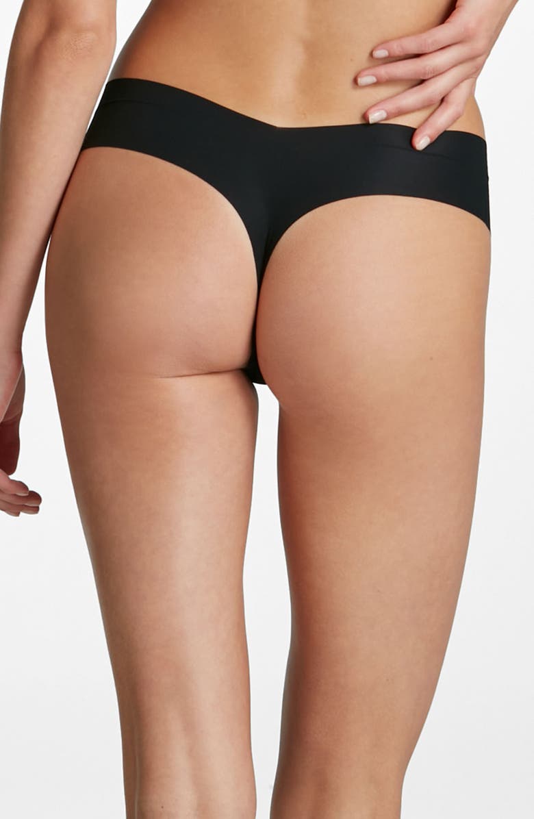 Commando Invisible Rib Thong, Alternate, color, Black
