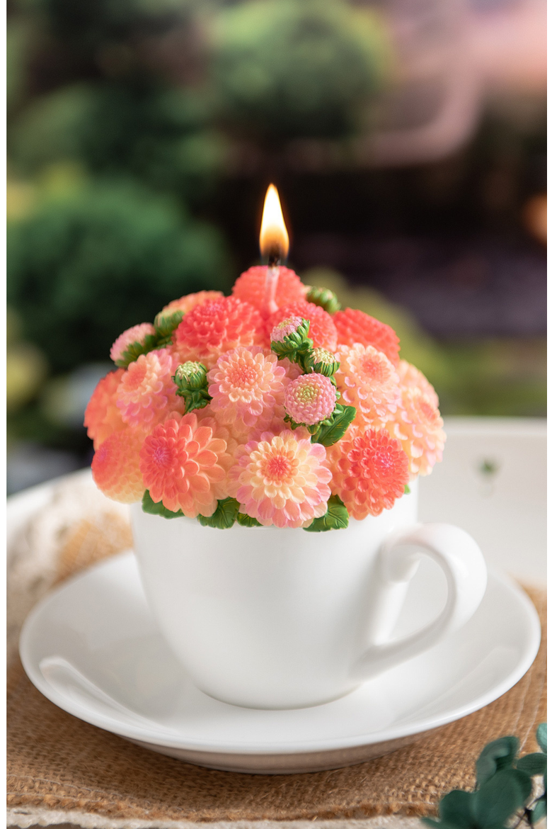 Dahlia Bouquet Aromatherapy Candle, Alternate, color, Pink Orange
