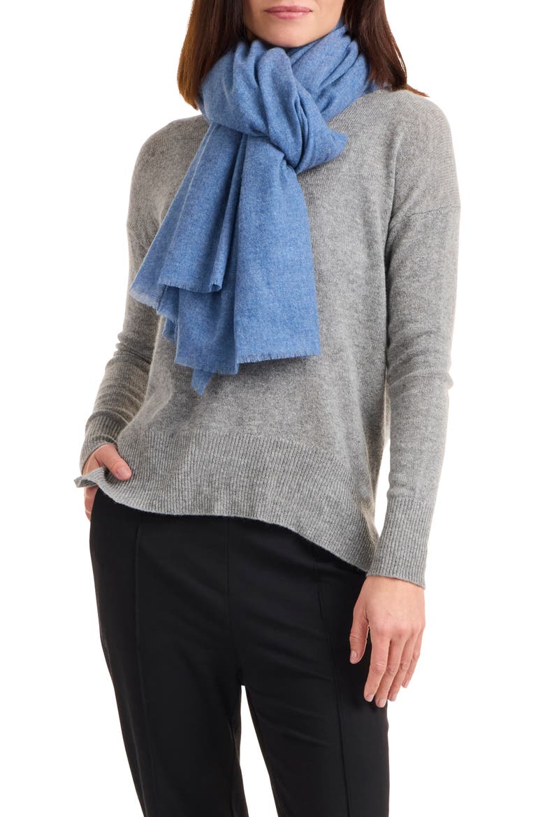 Cashmere Solid Wrap, Main, color, MEDIUM BLUE