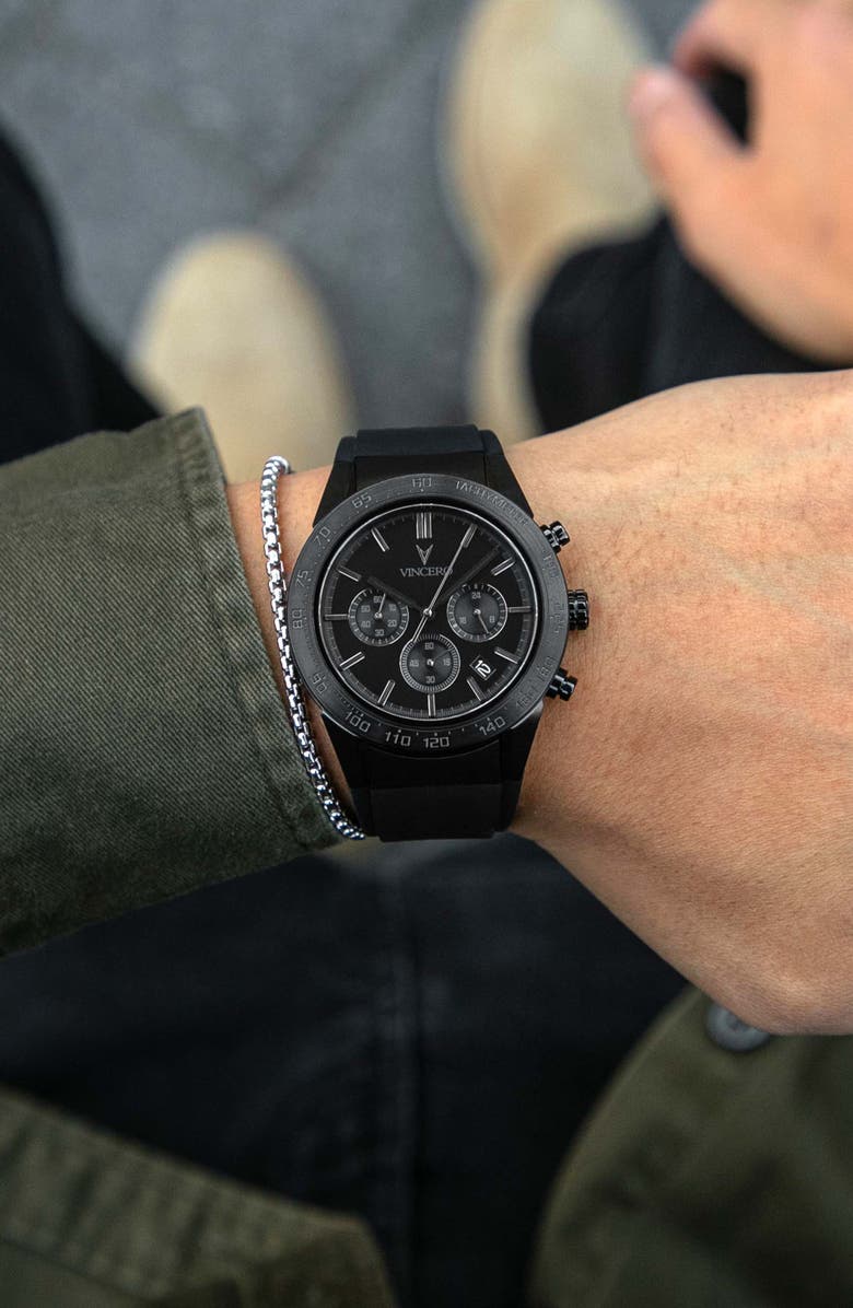 Vincero The Rogue Chronograph Silicone Strap Watch, 43mm, Alternate, color,