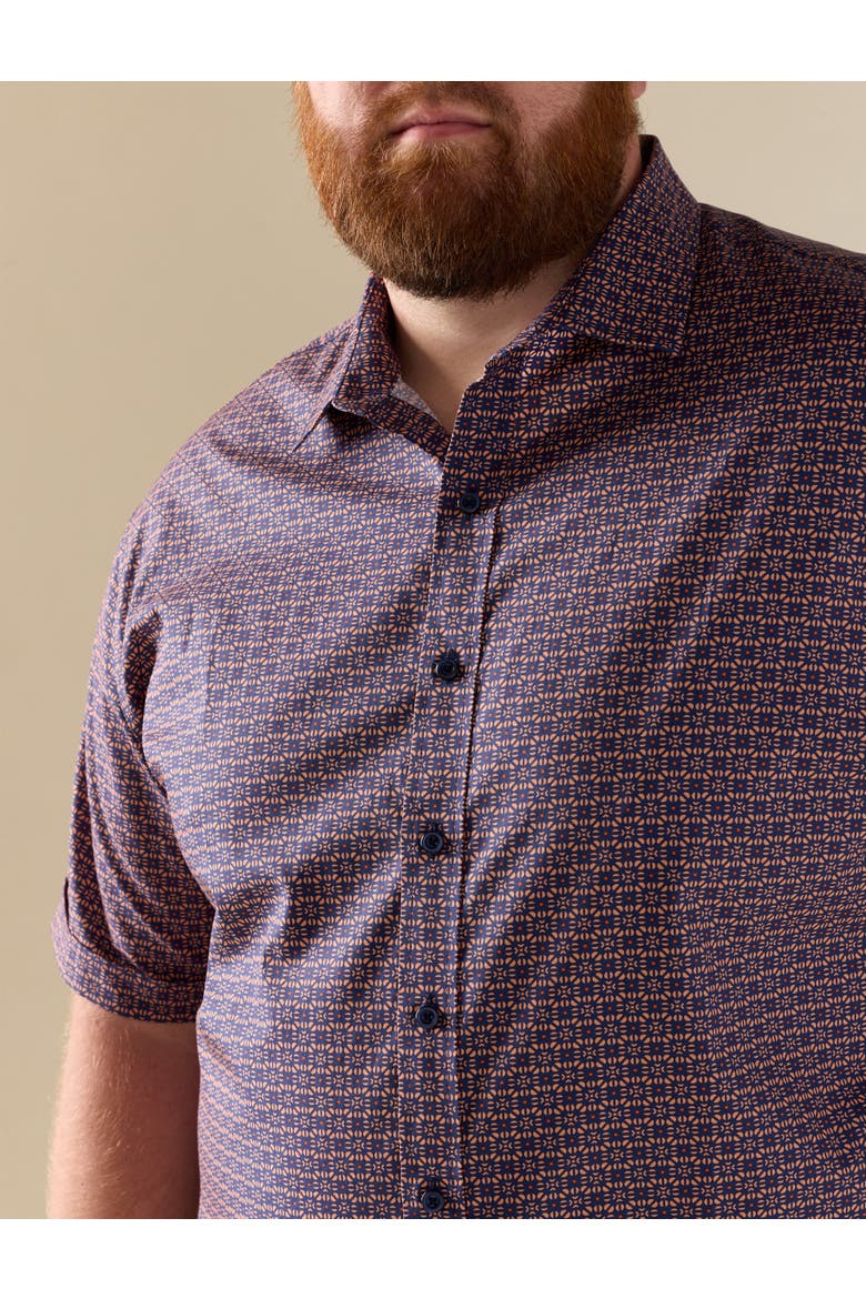 Big & Tall Geometric Dot Print Sport Shirt, Alternate, color, NAVY