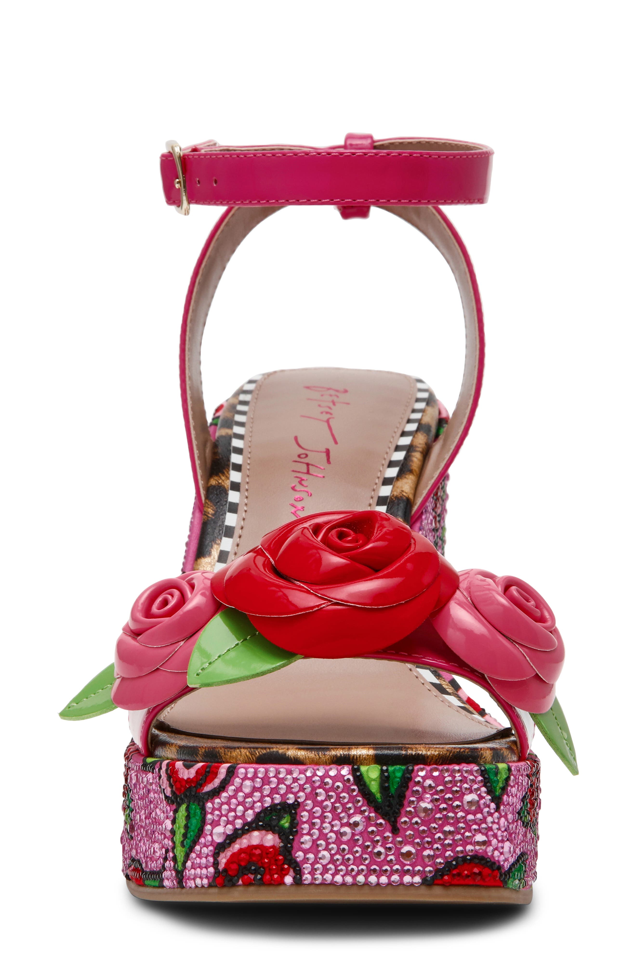 Betsey Johnson Lizzette Wedge Sandal, Alternate, color, Fushia Rose