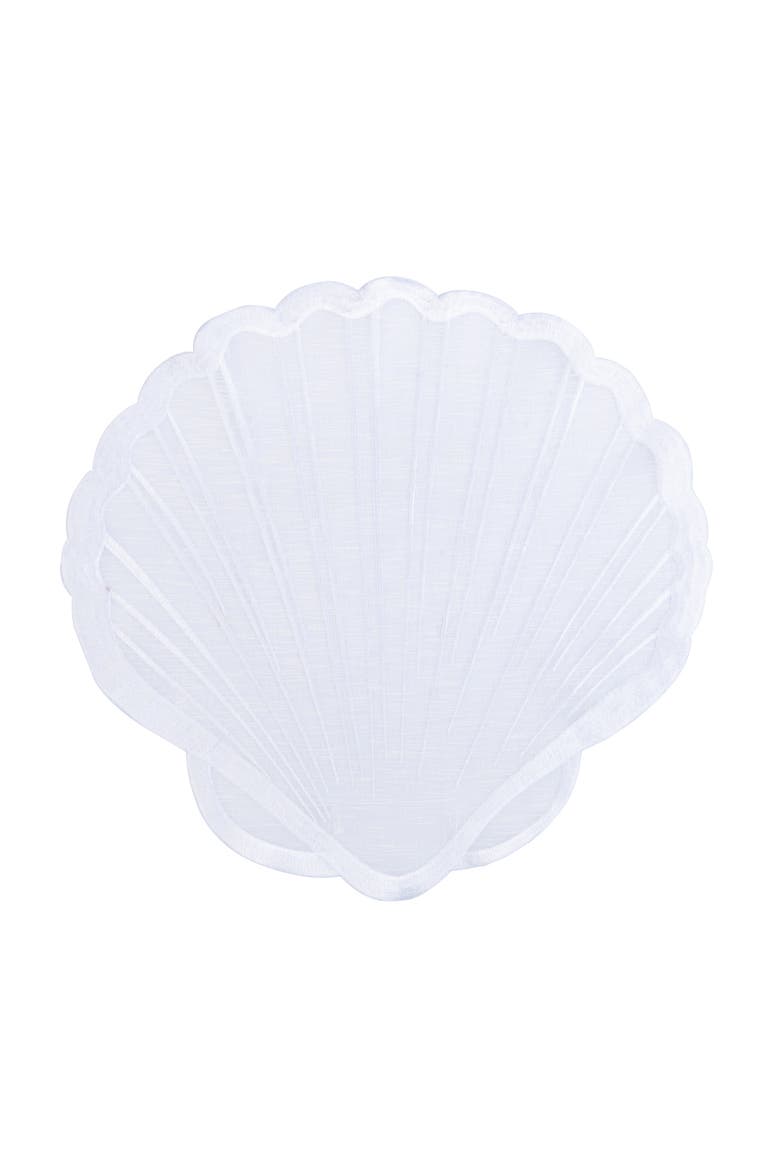 Shells Cutwork Clear Sheer Set of 6 Round Placemats 17", Alternate, color, Blue