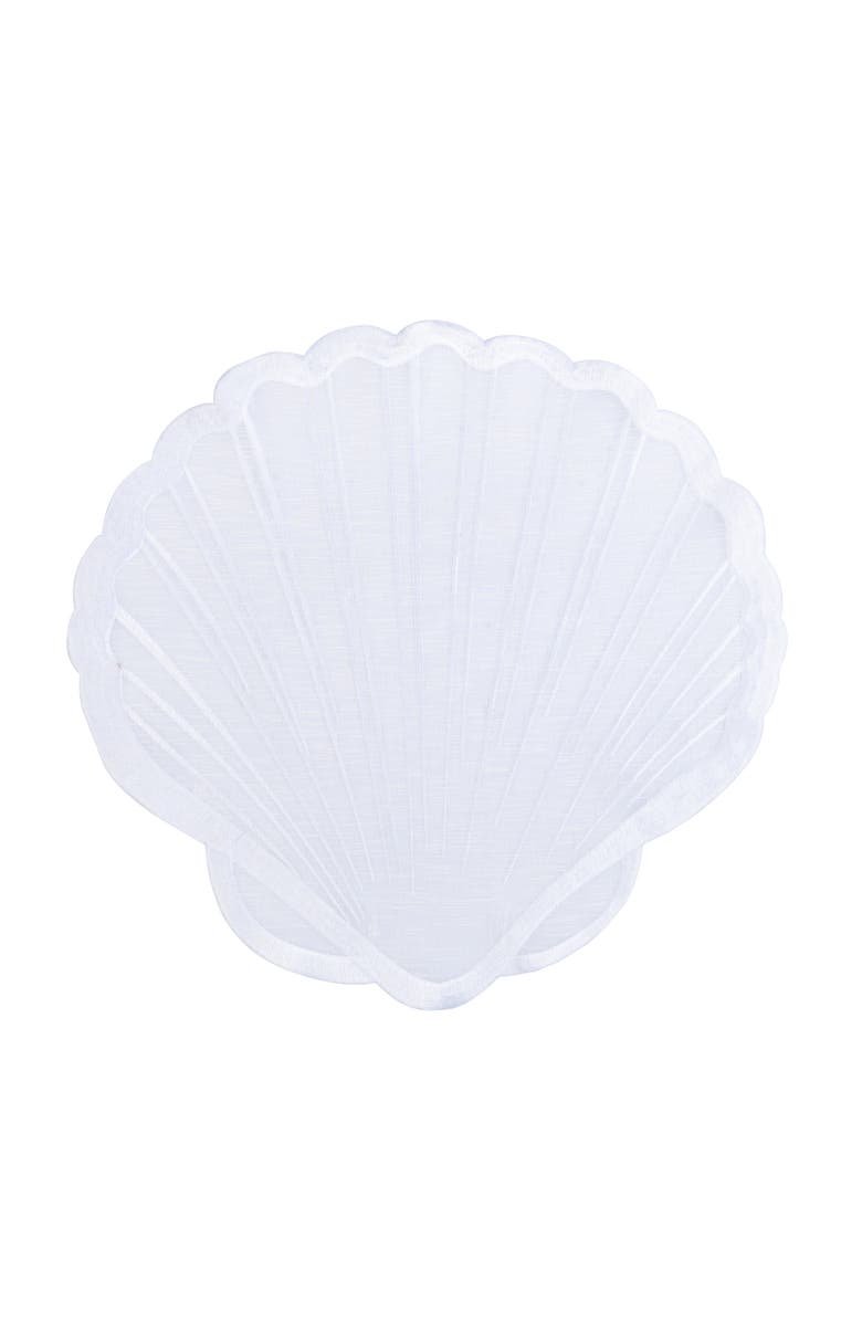 C&F Home Shells Cutwork Clear Sheer Set of 6 Round Placemats 17", Alternate, color, Blue