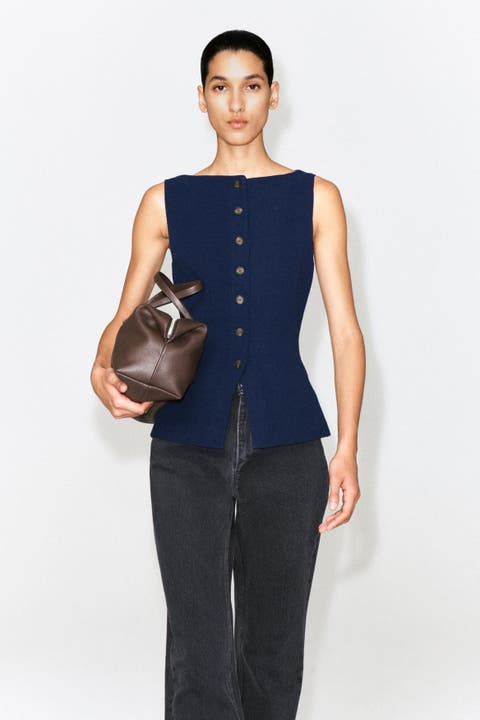 Cotton-blend Crepe Vest