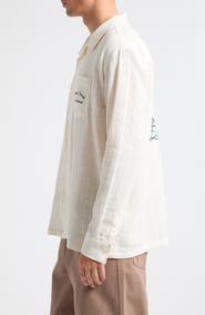 PALMES Western Embroidered Cotton Camp Shirt