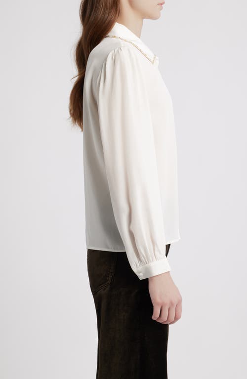 Frame The Bead Embellished Silk Button-up Shirt In White