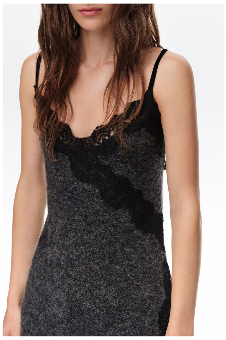 Mohair Lace Trim Top, Alternate, color, DARK GREY MELANGE